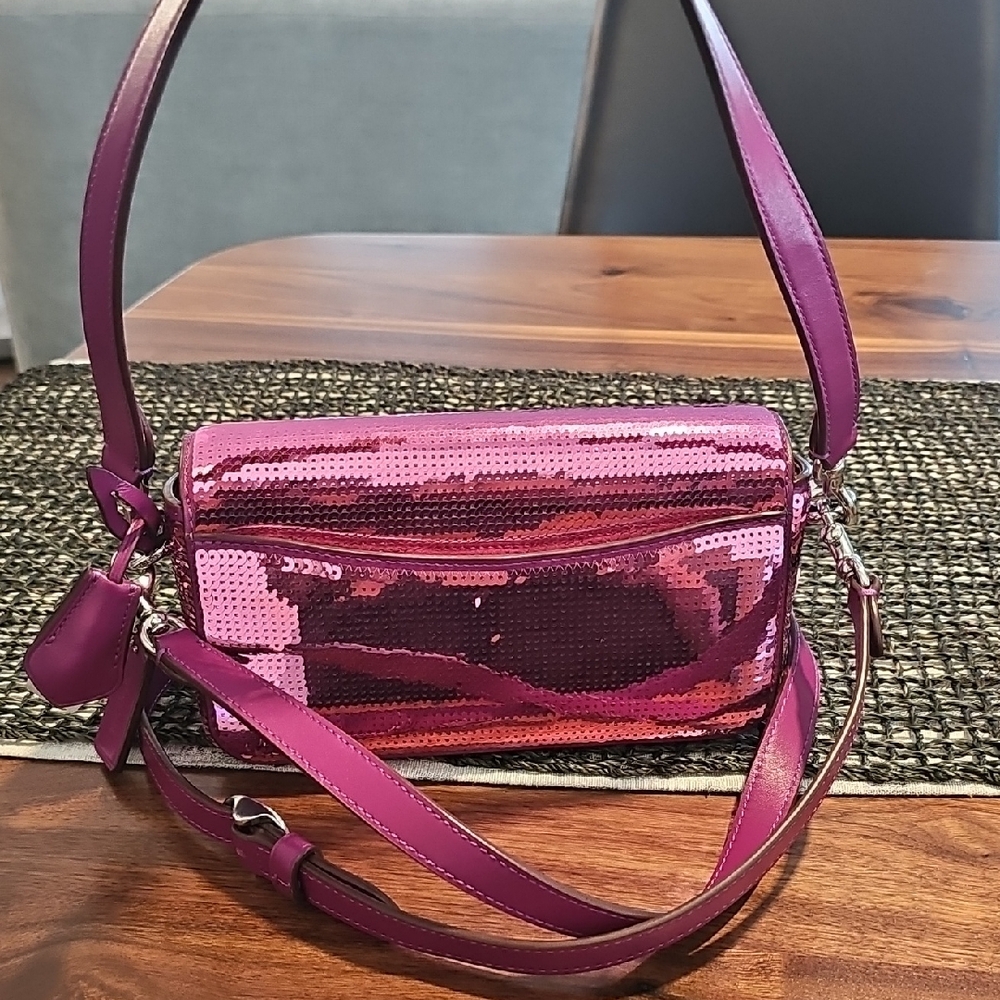 Coach Pink Sequin Crossbody Bag w/ Shorter Shoulder Strap - New With Tags - Picture 2 of 8